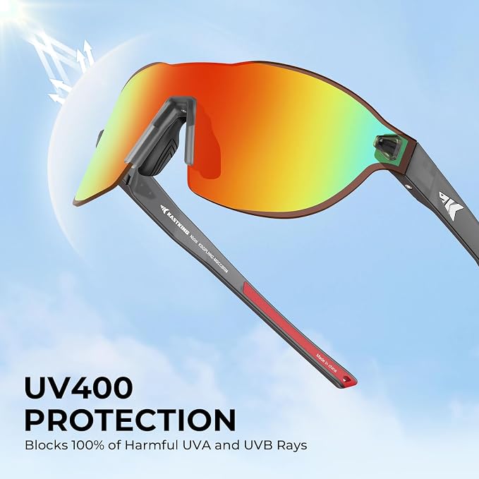 KastKing Nizini Polarized Sports Fishing Sunglasses, With PuriVex Protective Lens Coating, Rimless Wrap Design, Men Women