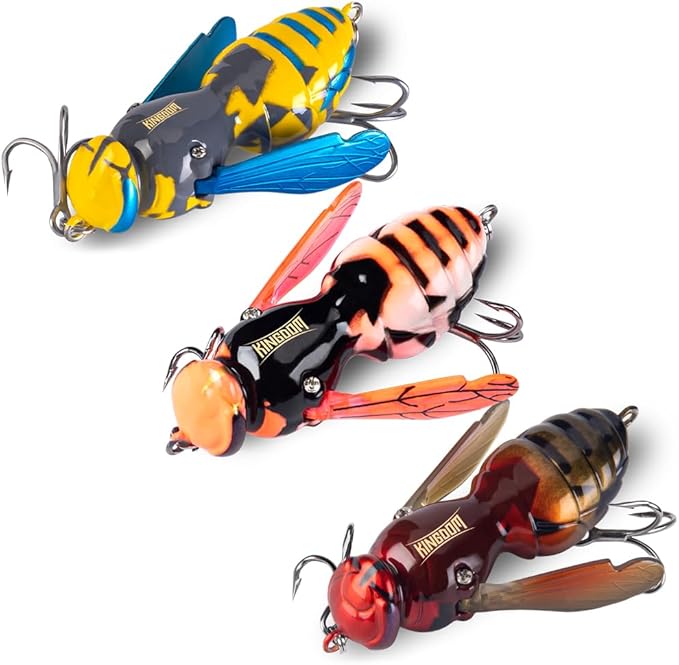 Kingdom Wasp Craw Bait Insect Bionic Floating Fishing Lures Swimbaits Hard Artificial Baits Lure for Freshwater and Saltwater Bass Carp Pike Walleye Fishing ABS Material Carbon Steel Three Book Hook