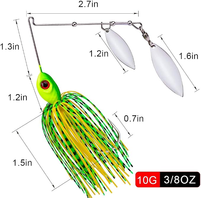 Spinnerbait Fishing Lure, Hard Metal Jig Spinner Baits Kits Swimbait for Bass Trout Pike Salmon Walleye Freshwater Saltwater 5pcs/Pack