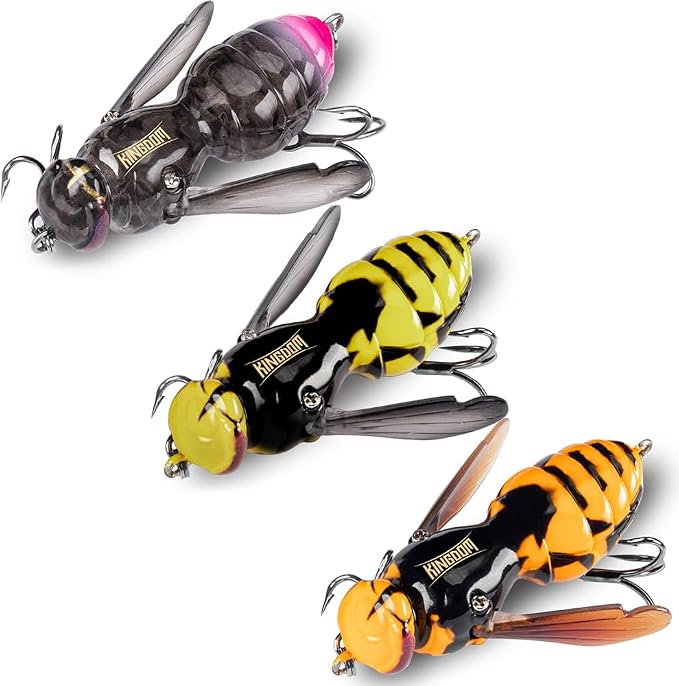 Kingdom Wasp Craw Bait Insect Bionic Floating Fishing Lures Swimbaits Hard Artificial Baits Lure for Freshwater and Saltwater Bass Carp Pike Walleye Fishing ABS Material Carbon Steel Three Book Hook