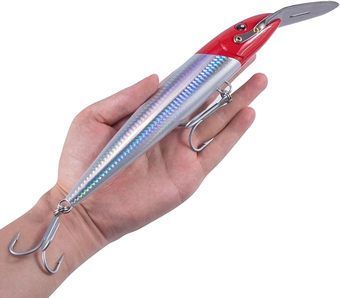 Dr.Fish Deep Diving Trolling Lures 13-20ft Saltwater Hard Fishing Lures 7.5" Deep Diving Jerkbait VMC Treble Hooks Pencil Twitch Bait Heavy Duty Offshore Plugs Striper Mackerel Tuna