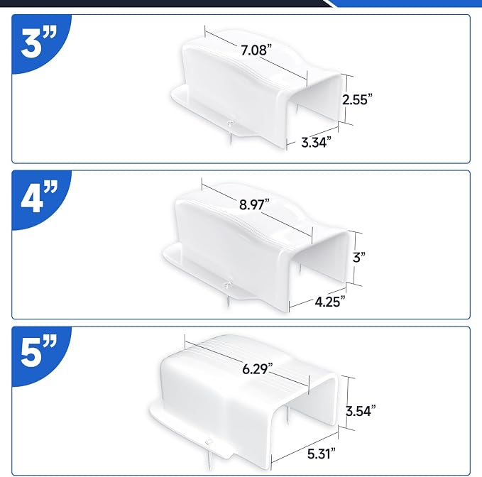 4'' Width Entry Wall Cover, Mini-Split Line Set Cover Accessories for Mini Split AC & Central AC, White