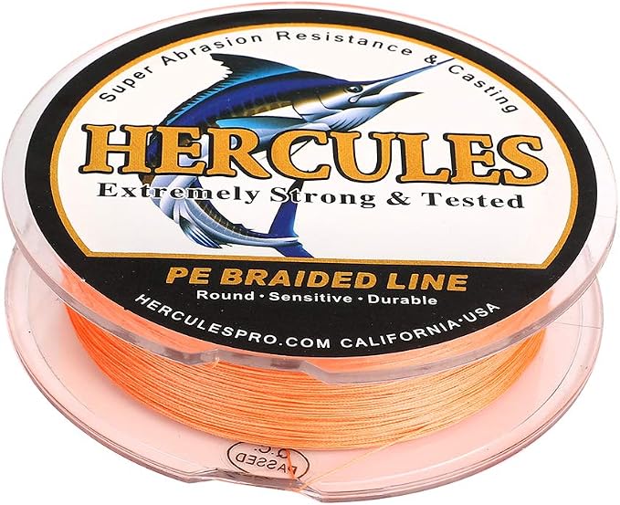 HERCULES Cost-Effective Super Cast 8 Strands Braided Fishing Line 10LB to 300LB Test for Salt-Water,109/328/547/1094 Yards(100M/300M/500M/1000M),Diam.#0.12MM-1.2MM,Hi-Grade Performance,Variety Colors