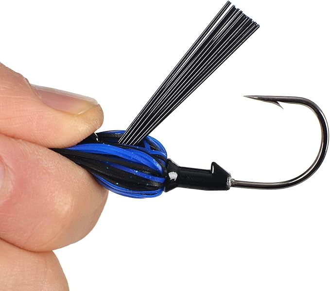 Fishing Jig with Weed Guard 3/8 oz Silicone Skirt Fishing Lures for Bass Perch Multi-Color Pack of 6