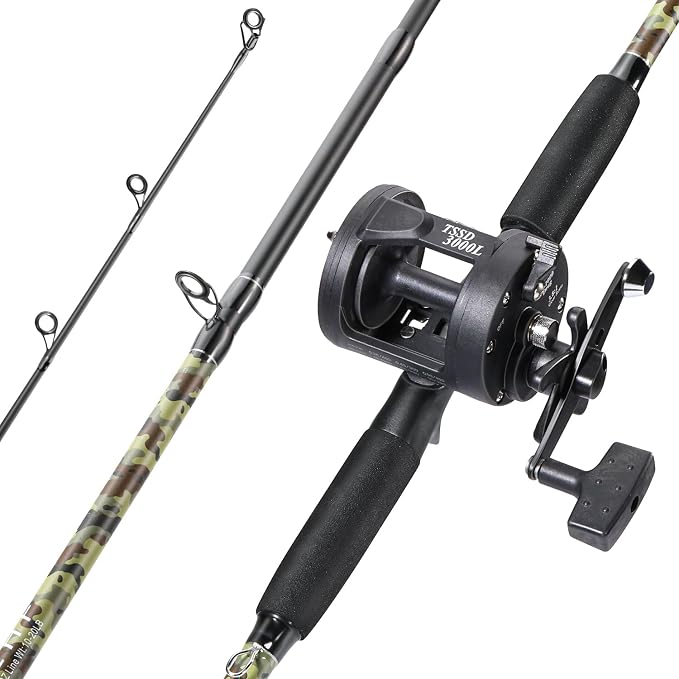 Sougayilang Fishing Rod Combo with Conventional Reel, Medium Heavy for Catfish Salmon and Steelhead Saltwater Fishing