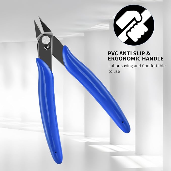 5 Inch Micro Flush Cutter, 5Pack Small Wire Cutters Spring Loaded Cutting Pliers, Wire Cutters for Jewelry Making, Soft Copper Wire, Floral, Electronics, Model Craft, Heating Wire, 3D Print