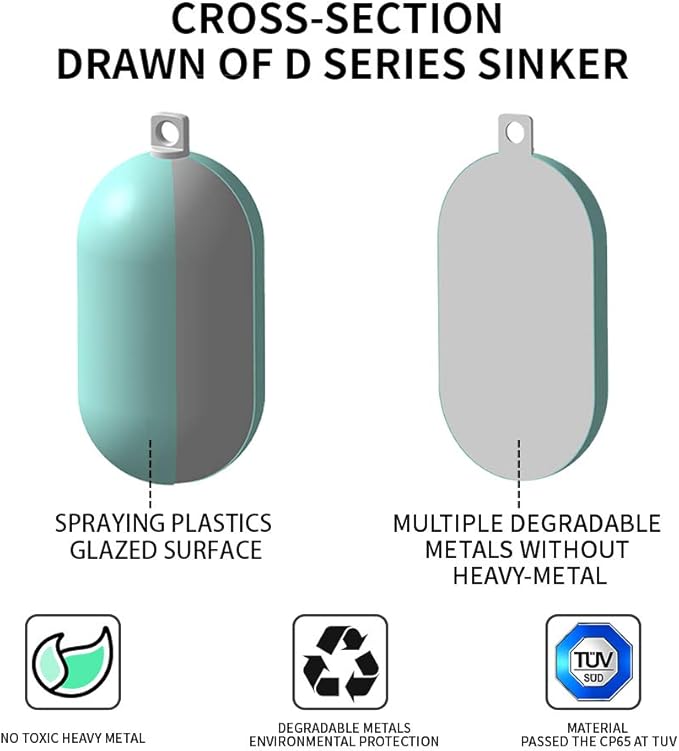 Lead Free Fishing Weights Sinkers 80g-1000g Coated Raindrop Weights Bank Sinkers Cylindrical Deep Drop Weights Assorted Sizes Bag Non-Lead Fishing Weights Saltwater for Bottom Fishing