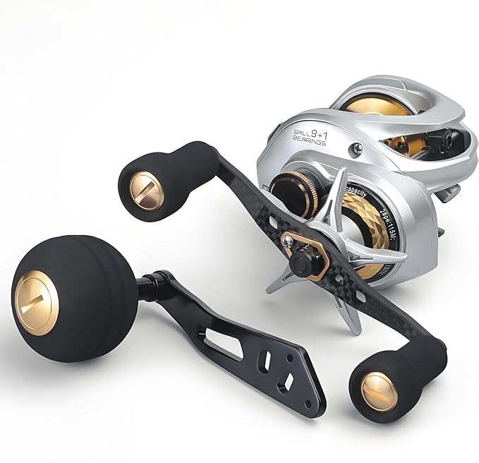 Carbon Fiber Baitcasting Reel, Baitcasting Fishing Reel for Trout Fishing, 35lbs Max Drag, 6.3:1 Gear Ratio, Double Row Magnetic Brake
