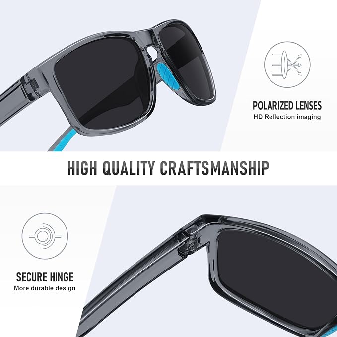 Sports Polarized Sunglasses for Men Women UV Protection Unbreakable Driving Running Fishing Hiking Sun Glasses