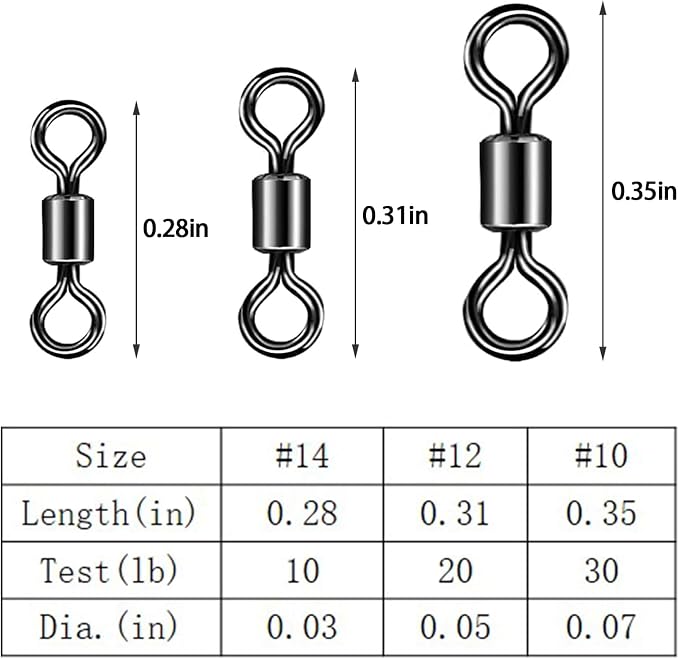 EUPHENG Micro Fishing Connector Tackles, Lightweight High Strength Fly Swivels Snaps to Reduce Line Twist for Fly Fishing Flies Tippet Leaders