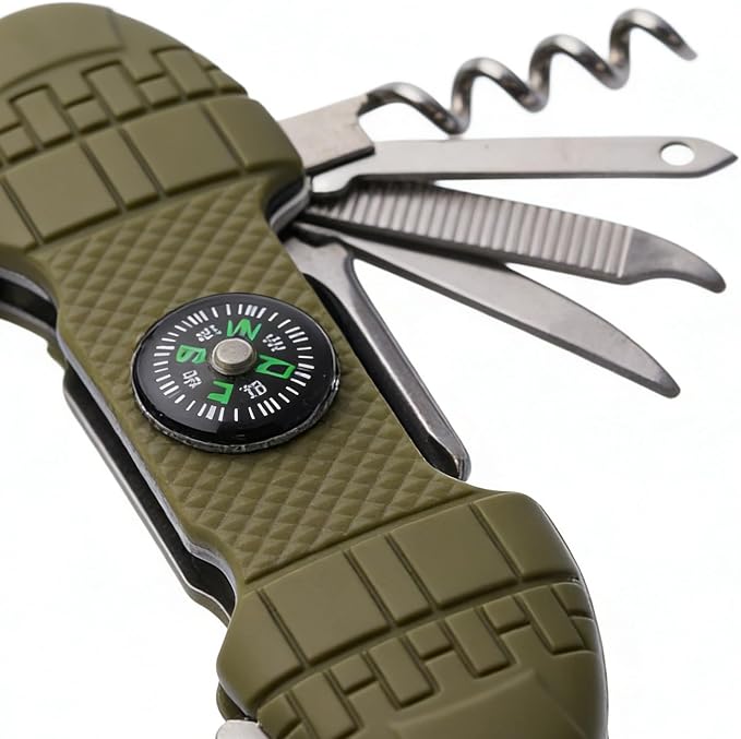 Pocket Multi Tool - Multifunctional Folding Opener, Compact Multi Tools for Survival, Versatile Utility Gear, Portable Pocket Device with Fishing Hook, Outdoor Gear Unit for Hiking and Repairing