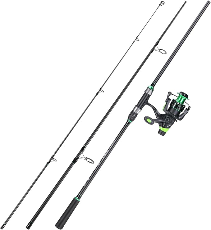 Sougayilang Surf Fishing Rod Combo IM8 Carbon 3 Piece Travel Spinning Rod with 4000 Size Spinning Reel (9'/10'/11'/12')