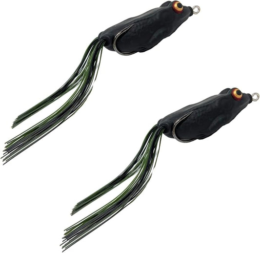 Reaction Tackle Hollow Body Frogs for Bass Fishing - Ultra Realistic Weedless Top Water Frog Lure for Bass, Snakehead, Pike and More - Floating Topwater Fishing Lures - 2 Pack