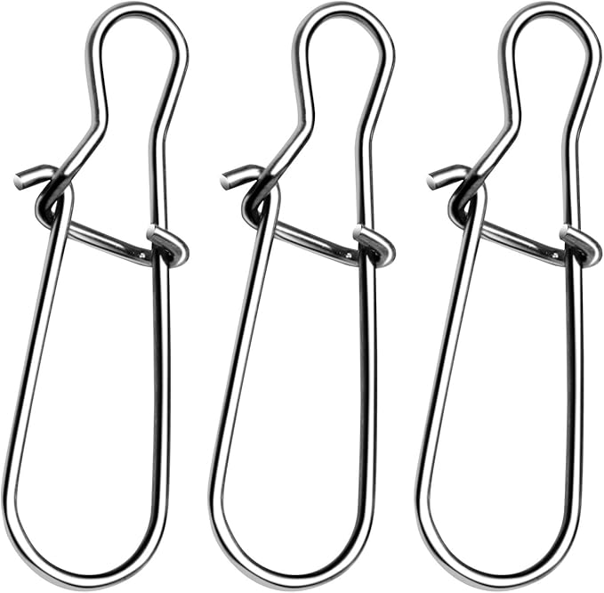 100PCS Stainless Steel Duo Lock Snap Clip Swivel Lure Snaps Fishing Clips Swivels Fishing Tackle Kit Fishing Snaps Clip High Strength Fishing Gear Hooked Snap