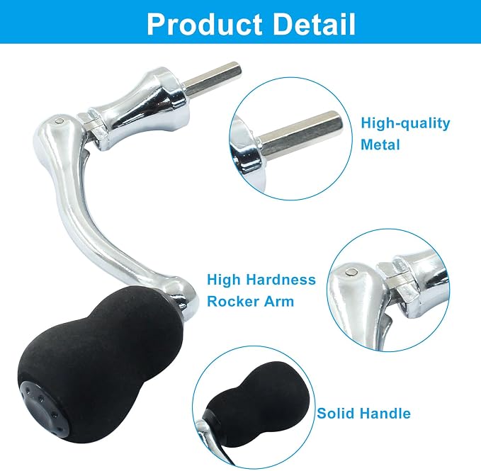 Fishing Spinning Reel Handle Replacement, Metal Fishing Reel Rotary Knob Power Handle, Middle Size Type 1000-4000