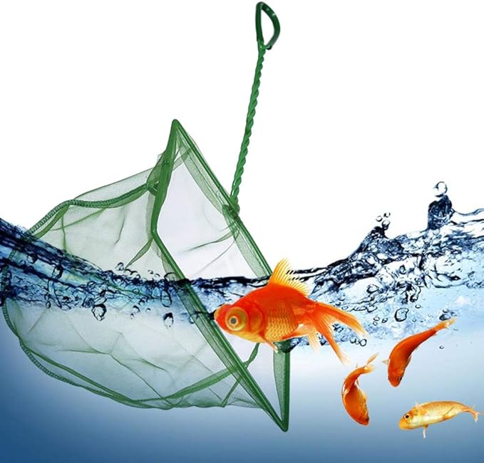 Aquarium Fishing Net Fish Tank Cleaning Tools Fine Mesh Net with Plastic Handle Green 8 Inch
