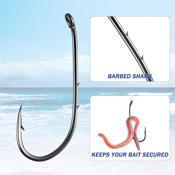 Dr.Fish 100 Pack Baitholder Hooks Freshwater Fishing Hooks, Down Eye, Offset, Walleye/Trout/Crappie/Panfish/Bluegill Saltwater Fishing