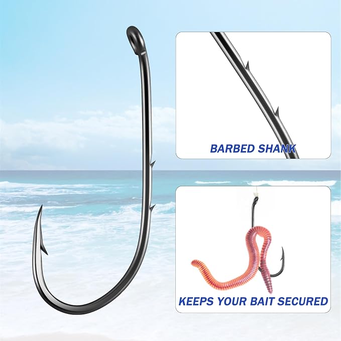 Dr.Fish 100 Pack Baitholder Hooks Freshwater Fishing Hooks, Down Eye, Offset, Walleye/Trout/Crappie/Panfish/Bluegill Saltwater Fishing