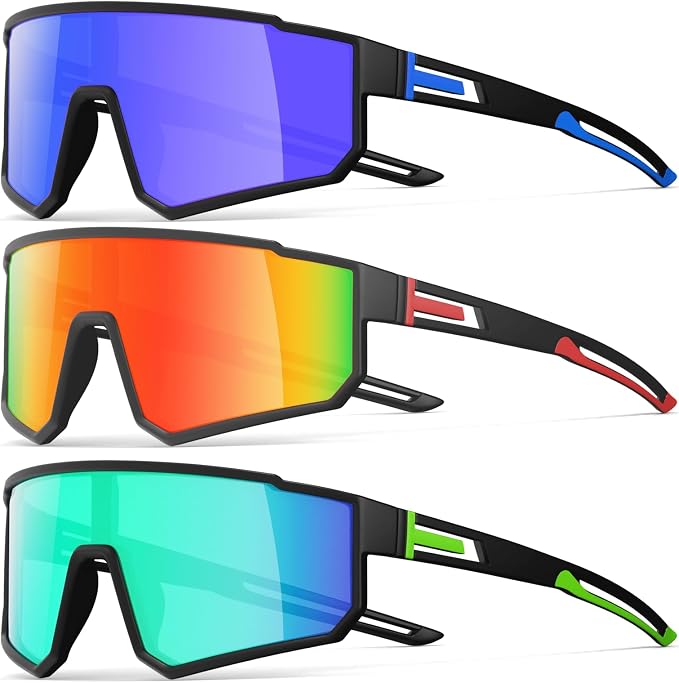 3 Pack Polarized Running Sunglasses for Women Mens Sunglasses UV Protection for Cycling Baseball Fishing