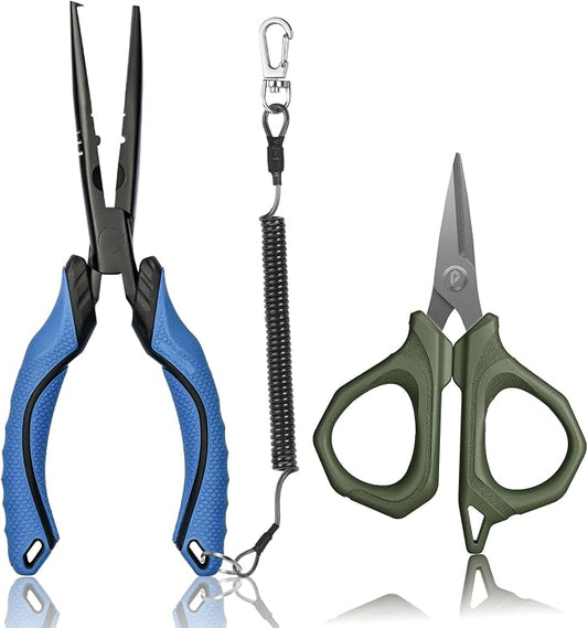 Fishing Tools Kit, Fishing Pliers,Fishing Scissors, Fishing Line Cutter for Braided Fishing Line,Fishing Gear with Lanyard