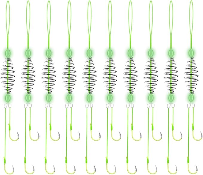 Carp Fishing Hair Rigs Equipment, 10pcs Bait Cage Trap Fishing Hooks with Spring Feeder