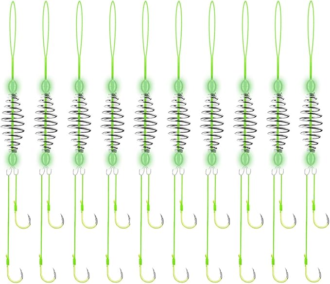 Carp Fishing Hair Rigs Equipment, 10pcs Bait Cage Trap Fishing Hooks with Spring Feeder