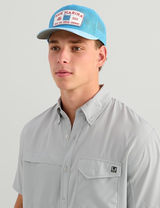 HUK Men's Tide Point Kc Scott Original Artwork Short Sleeve Shirt, Fishing Button Down