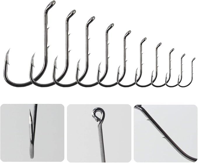 Fishing Baitholder Hooks - 100pcs Barbed Shank Sharp Strong High Carbon Steel Octopus Bait Holder Hooks for Freshwater Saltwater Live Bait Fishing