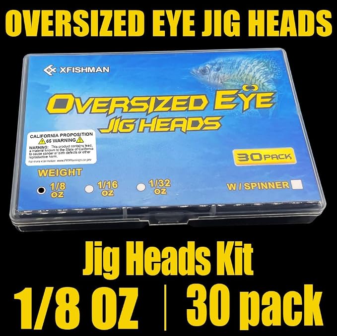 Crappie Jig Heads Kit With Underspin Spinner Blade, Lures and Jigs for Fishing - 30 & 50 Pack, 1/8, 1/16, 1/32 oz