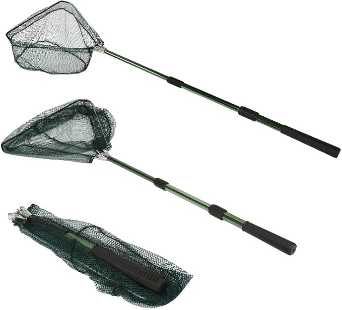 RESTCLOUD Fishing Landing Net with Telescoping Pole Handle, Fishing net Freshwater for Kids Men Women, Extend to 40-63 Inches