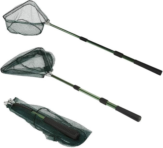 RESTCLOUD Fishing Landing Net with Telescoping Pole Handle, Fishing net Freshwater for Kids Men Women, Extend to 40-63 Inches