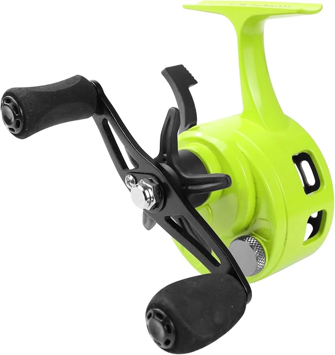 Ice Fishing Reels 3.2:1 Gear Ratio Ultra Smooth 3+1Ball Bearings Strength CNC-machined Aluminum Inline Ice Fishing Reel with Left/Right Hand Retrieve