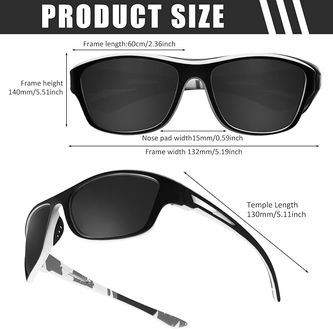 TOODOO 4 Pairs Men Polarized Sunglasses with UV Protection Driving Glasses Sports for Sport Outdoor Activities