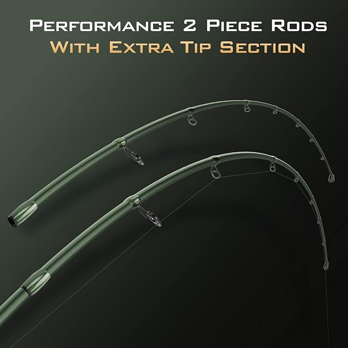 KastKing Spartacus II Fishing Rods - IM6 Graphite Blanks Casting & Spinning Rods, 2-Piece Rods with Extra Tip Section, PTS Power Transition System, KastFlex Technology, Rubber Cork Handle