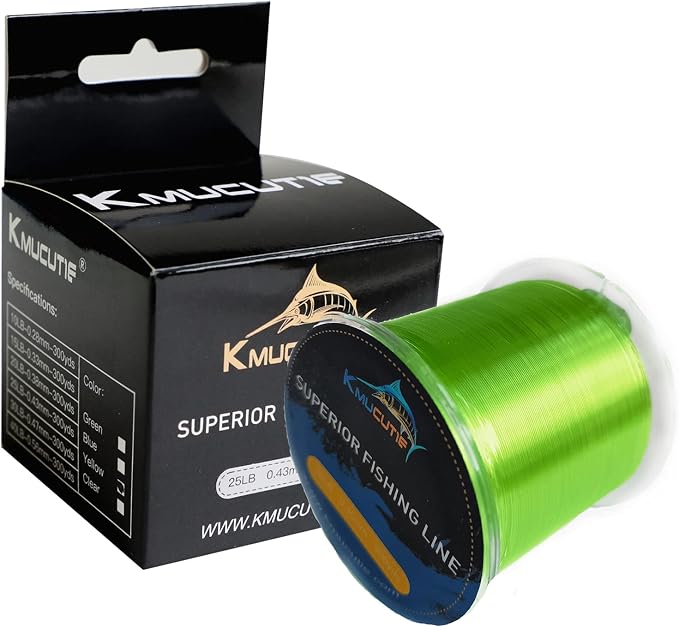 Kmucutie Fishing Line, Monofilament Fishing Line 300 Yds Ultimate Strength, Shock Absorber, Suspend in Water, Knot Friendly - Mono Fishing Line 10-40LB