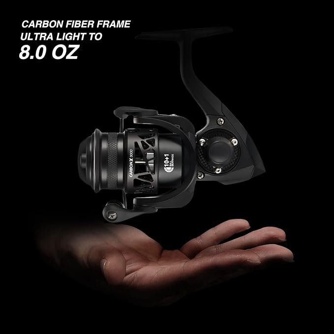 Piscifun Carbon X Spinning Reels, Light to 5.1oz, Carbon Frame and Rotor, 33LBs Max Drag, 10+1 Shielded BB, 5.2:1/6.2:1 High Speed Gear Ratio, Smooth Powerful Saltwater Freshwater Spinning Reel