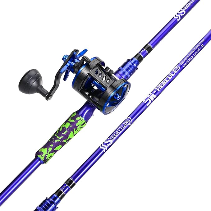 Sougayilang Inshore Saltwater Fishing Rods Combo, 7-Foot Spinning Rods and Casting Rods with Spinning/Trolling Reel