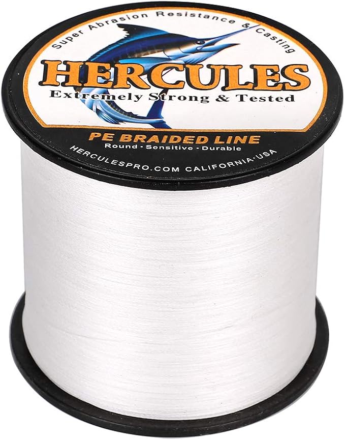 HERCULES Cost-Effective Super Strong 4 Strands Braided Fishing Line 6LB to 100LB Test for Salt-Water, 109/328 / 547/1094 Yards (100M / 300M / 500M / 1000M), Diam# 0.08MM - 0.55MM, Hi-Grade