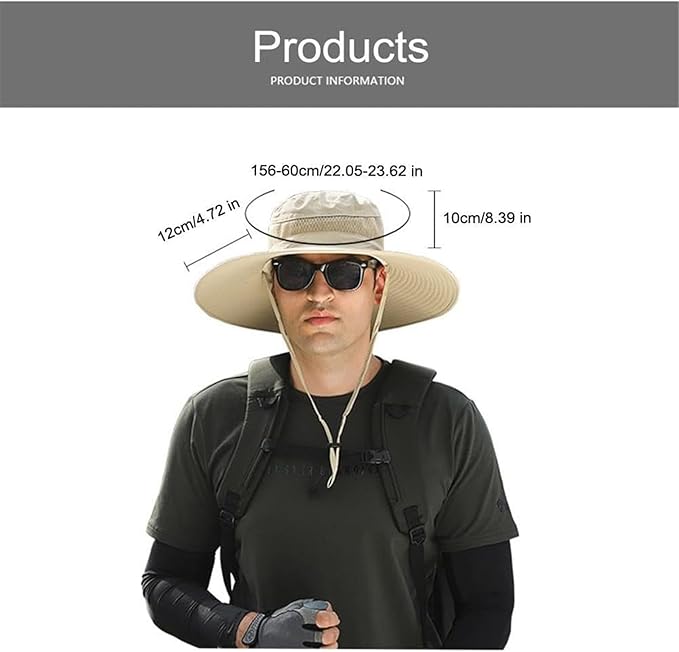 Men Women Wide Brim Sun Hats with 2 Solar Fan Waterproof Breathable Bucket Hat Outdoor Fishing Hat for Hiking Camping