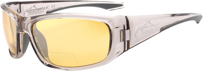 Fishoholic Polarized Bi-Focal Fishing Sunglasses with Reader Magnification (1.5x, 2.0x, 2.5x Options) and UV400 Protection
