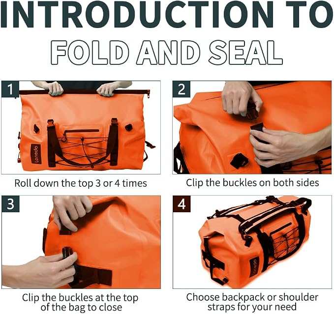80L Dry Bag Large Waterproof Bag Roll-Top Heavy Duty Fishing Duffel Bag with Durable Straps & Handles for Kayaking Paddle boarding Boating Rafting Fishing