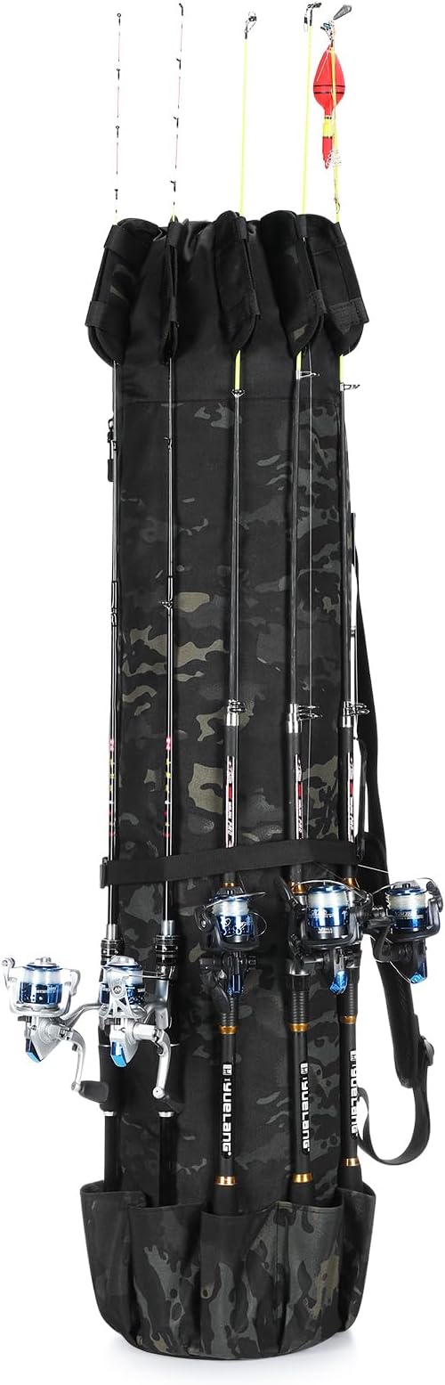 Fishing Rod Bag Fishing Rod Case, Durable Folding 900D Oxford Fabric Portable Large Capacity Waterproof, Fishing Gifts for Men Boys