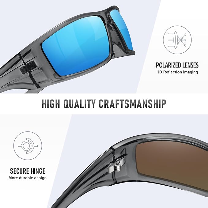 Polarized Sports Sunglasses for Men Women Unbreakable Frame Cycling Fishing Wrap Around Sunglasses UV400 Protection
