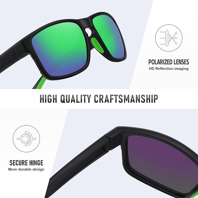 Sports Polarized Sunglasses for Men Women UV Protection Unbreakable Driving Running Fishing Hiking Sun Glasses