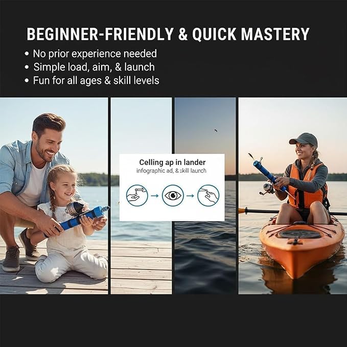Fishing Catapult Rod, 2026 Upgraded Slingshot Fishing Reel, Professional Fly Fishing Rod, Portable Catapult Fishing Lure Angling Tools for Beginners, Cast Farther with Zero Effort