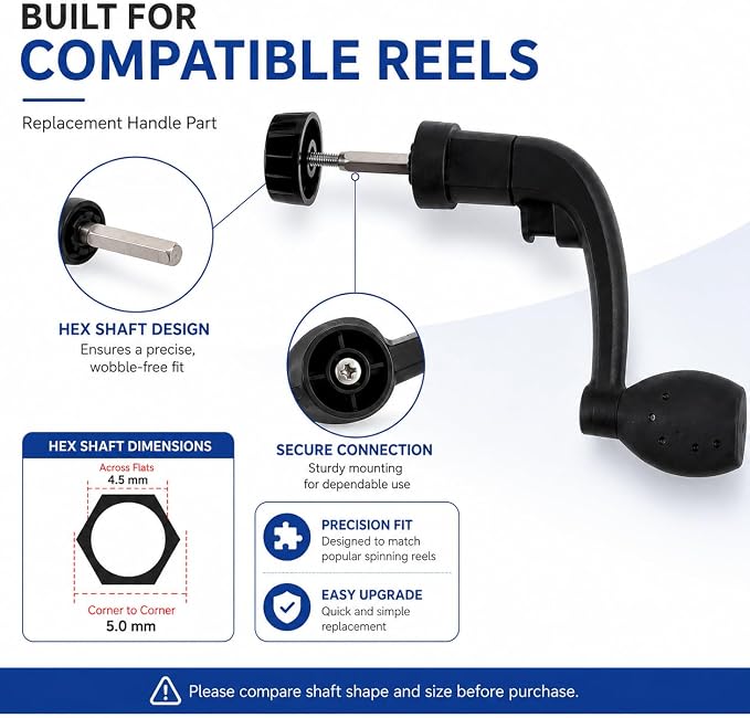 Universal Fishing Reel Rotary Knob Power Handle, Plastic Power Crank Handle for Spinning and Reels, Saltwater Fishing Gear Replacement Parts
