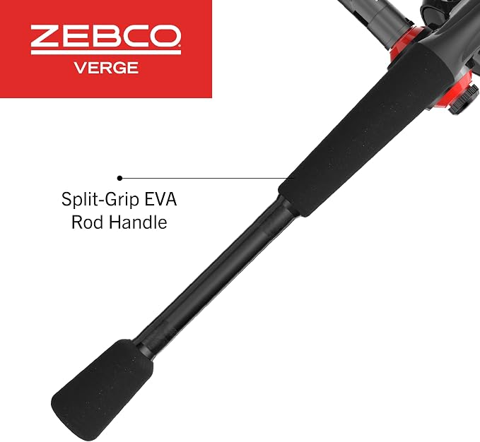Zebco Verge Spinning Reel and Fishing Rod Combo, Changeable Right- or Left-Hand Retrieve, Pre-Spooled with Zebco Fishing Line