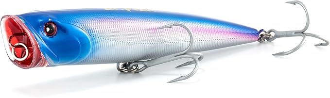 Dr.Fish Popper Saltwater Fishing Lures, 4/5.5 Inches GT Popper VMC Treble Hooks Surf Fishing Lures for Bass Striper Pike Salmon Offshore