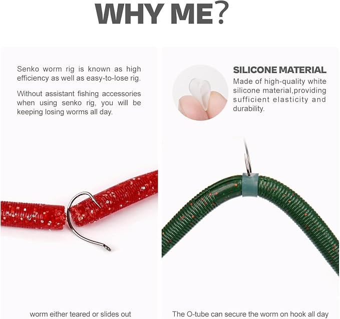 Wacky Worm O-Rings (180/150/120 Packs) – Heavy-Duty Silicone Senko Bait Protector (Only Kit Includes Tool) | Prevents Bass from Ripping Soft Plastics | Fits All Senko Worms (Small/Medium/Large)