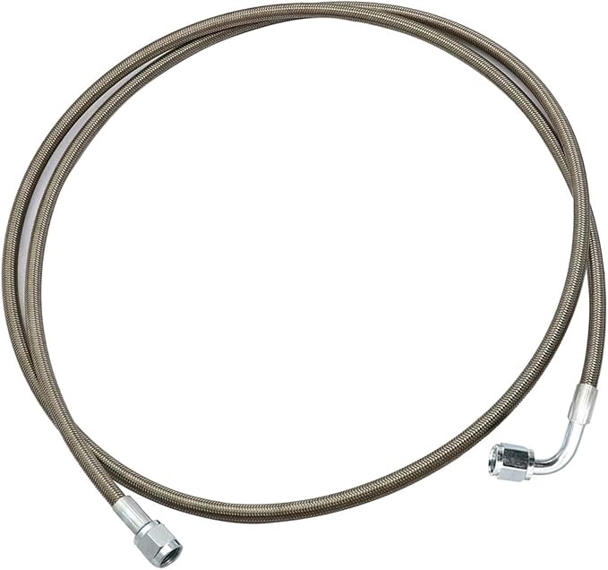GXARTS 60" Billet Steel Braided Turbo Oil Feed Line Length 4AN 90 Degree Straight Hose Straight PTFE line straight Hose End Pressure Stainless Remote Turbocharger 551871